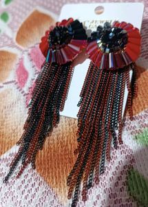 Red Contemporary Drop Earrings🔴