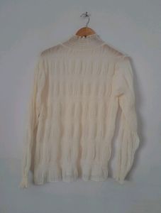 Cream Mesh Top