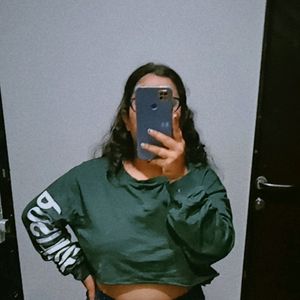 Oversized Green Crop Top
