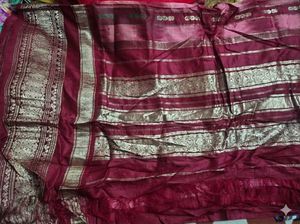 Red Silk Patta Sarree