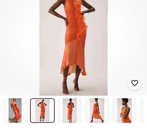 Orange Ruffle Bodycon Mermaid Dress 🎀