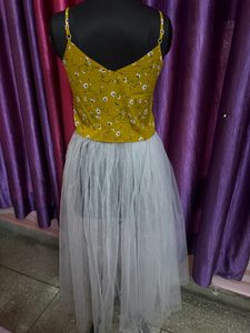 Crop Top With Sheer Skirt