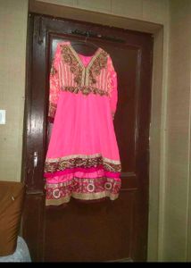 Women Designer Embroidary Pink Anarkali Kurta