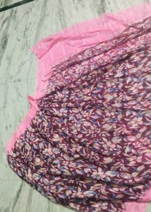 Floral Saree with Pink Border
