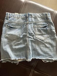 Distressed Denim Mini Skirt