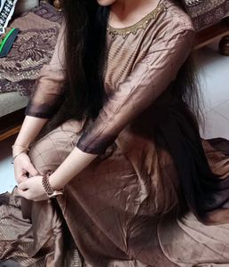 Full Flare Brown Kurta