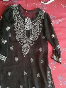 Elegant Black Embroidered Kurti