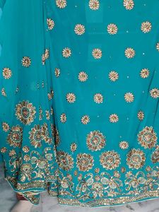 Georgette saree shipy moti havy work