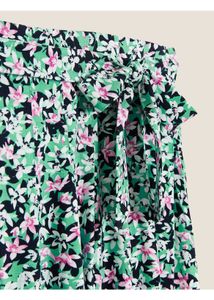 Green Floral Midi Skirt For women