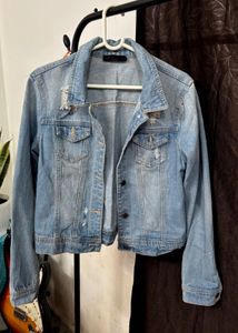 Light Blue Distressed Denim Jacket