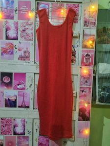 Ribbed Red Square Neck Bodycon Midi Dress