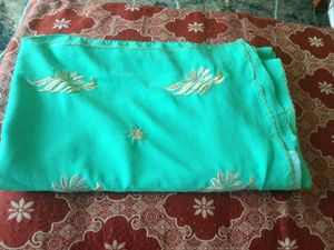 Mint Green &amp; Gold Embroidered Saree