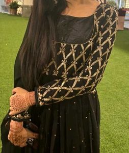 Black Peshwas Gown Frock Style Pakistani Dress