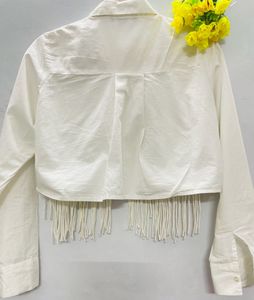 Crop Top Shirt With Collar