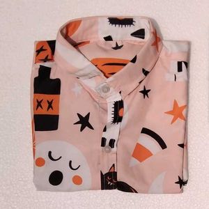 Halloween Print Button-Up Shirt