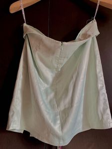 Jeuvre Mint  Satin Slit Skirt