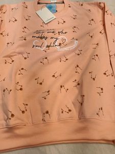 Peach Floral Print Sweatshirt