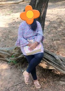 Floral Print Ruffle Sleeve Top