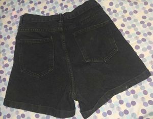 Denim Black Shorts