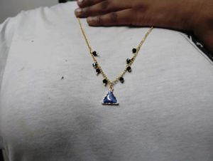 Blue Triangle Charm Necklace