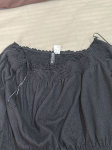 Black Off-the-Shoulder Long Sleeve Top