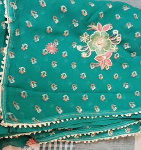 Embroidered Chiffon Saree 🩷