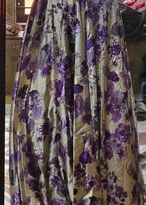 Beige and Purple Floral Long Skirt