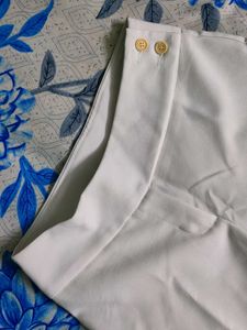 White Wide Leg Low Waist Trousers