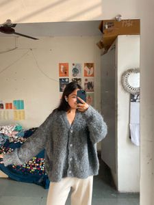 Fluffy Grey Cardigan