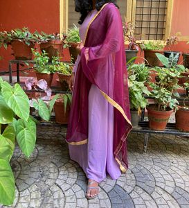 Beautiful Lavender Color Dress With Shawl