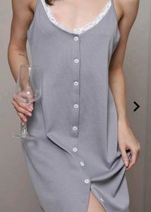 Gray Lace Trim Slip Dress