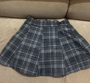 Plaid Mini Skirt with Bow