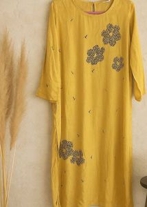 Max Mustard Embroidery Kurta
