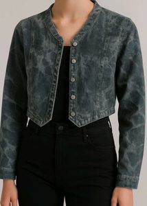 Acid Wash Cropped Denim Jacket