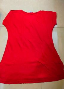 Red Embroidered Top With Pockets