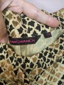 Rangmanch Beige Printed Flared Palazzo