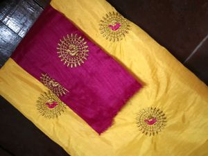 Brand New Embroidery Poly Silk Saree With Blouse