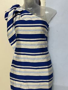 Republic Banana Branded Striped One-Shoulder Dress