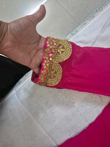 Pink Georgette Gota Patti Work Kurti