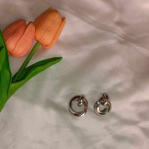 Silver Tone Trinity Knot Earrings