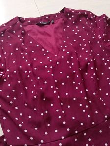 Sale-Burgundy Polka Dot Dress By VanHeusen