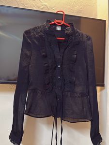 Black Ruffle Blouse