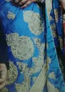 Blue &amp; Gold Sari With Blouse