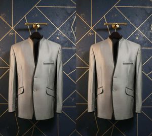 [42-44]  Grey Mandarin Collar Suit set