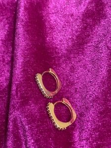 AntiTarnish Gold &amp; Crystal Hoop Earrings