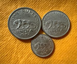 Set of 3 Coins 1re 1/2re And 1/4th Re