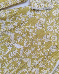 KTT Mustard Yellow Heavily Embroidered Peplum Shar