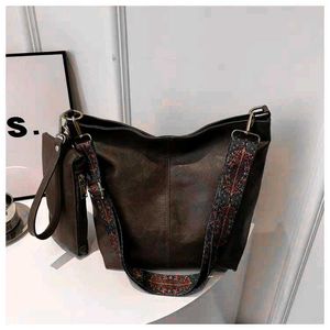 Grey Handbag with Colorful Strap