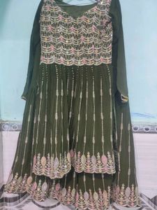 Green Embroidered Kurta Set