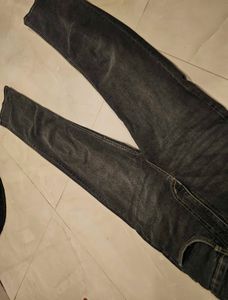 Grey High-waist straight leg jeans